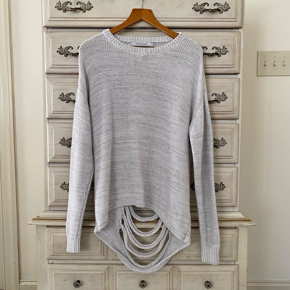 Vici Sweaters - Vici Grey Shredded Sweater